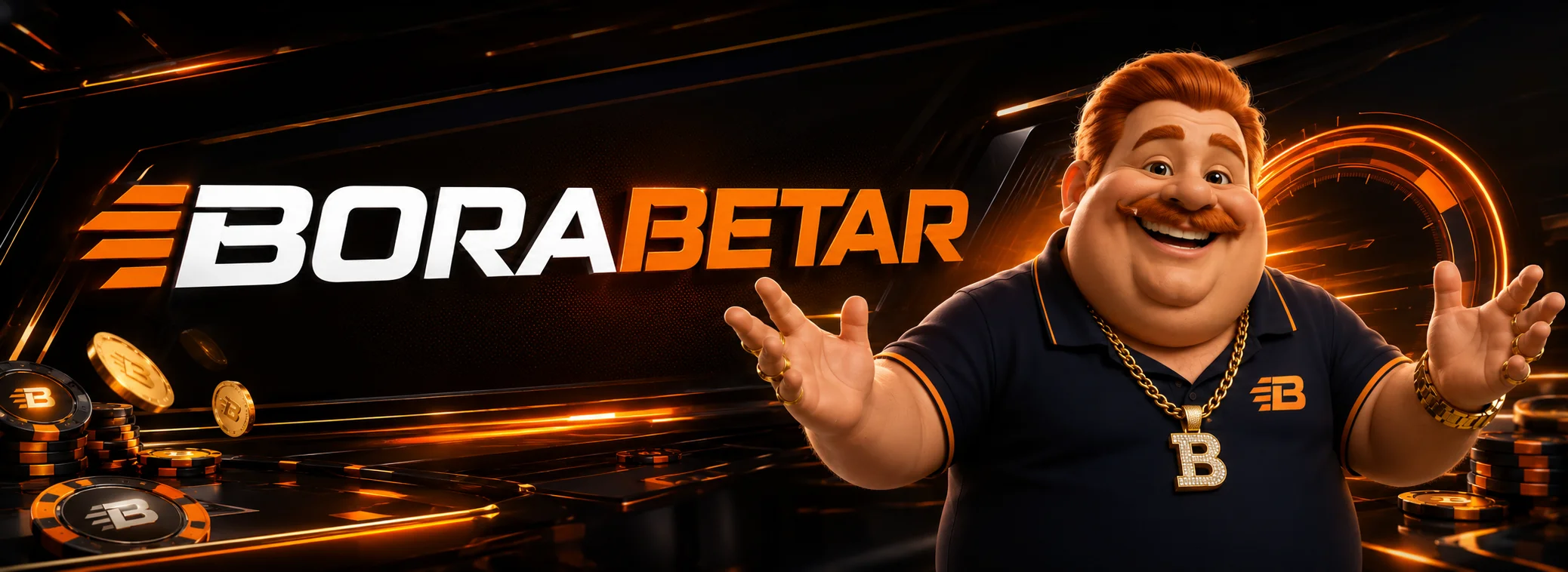 Banner da BoraBetar com o mascote da marca e o cashback diário de até 25% em caça-níqueis e jogos crash